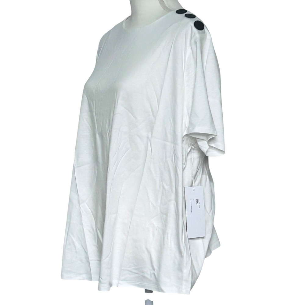 Pari Passu White Elevated Cotton Tee Plus Size 18 Minimalist Boxy Top - Picture 4 of 9
